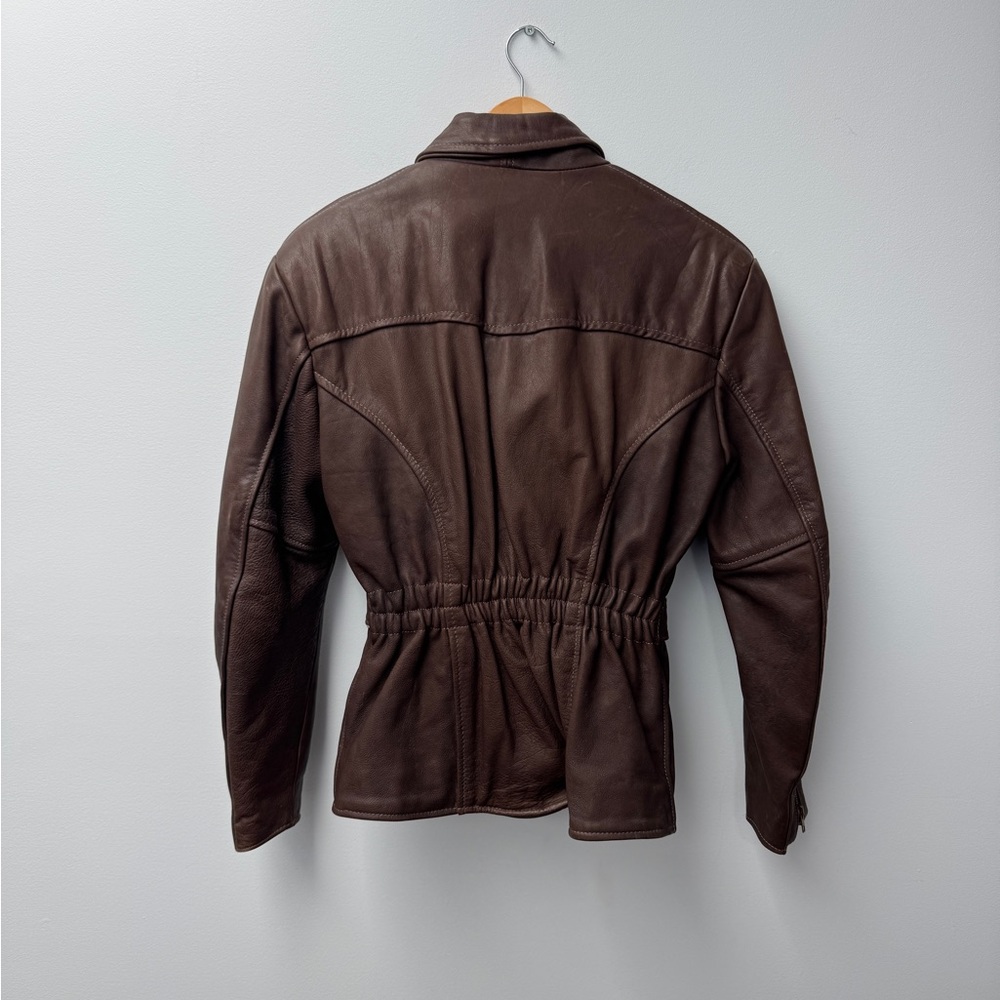 Brown Leather Jacket with Belt - Picture 5 of 7